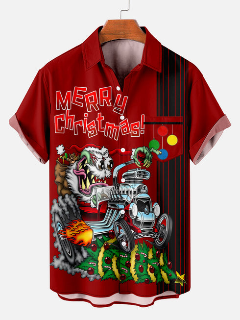 Men's Christmas Funny Graphic Short Sleeve Hawaiian Shirt